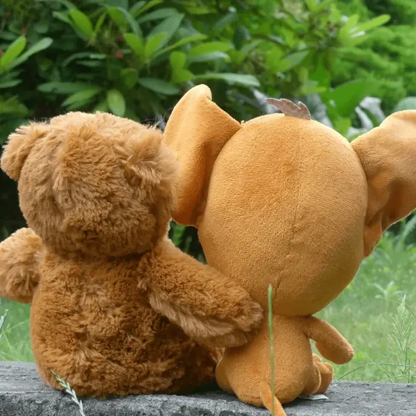Dwa misie symbolizujące wsparcie emocjonalne